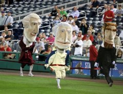 Teddy Roosevelt was scratched from the Washington Nationals presidents race with a pulled hamstring.