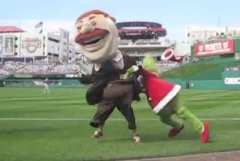 The Grinch prevents Teddy Roosevelt from winning the presidents race