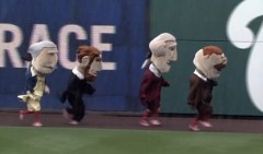 Washington Nationals Presidents Race in the rain on Fathers Day 2011