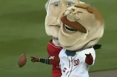 Washington Nationals Racing Presidents play football