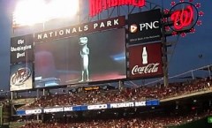 GEICO Gecko introducing the GEICO Presidents Race at Nationals Park