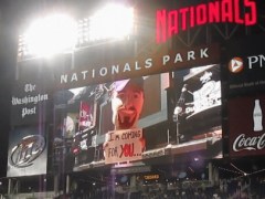 Racing Mark Grace on the Nationals Park scoreboard Racing Mark Grace on the Nationals Park scoreboard