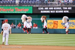 Teddy Roosevelt looks for the Space Shuttle during the Presidents Race - photo by Cheryl Nichols