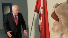 John McCain gives Teddy Roosevelt Pep Talk on the scoreboard John McCain gives Teddy Roosevelt Pep Talk on the scoreboard