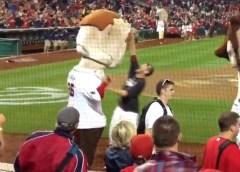 Teddy gets a post-game champagne or beer shower