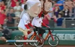 Capital bikeshare Nationals presidents race Abe celebrates