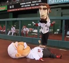 Abe Lincoln hits William Howard Taft with a Folding Chair