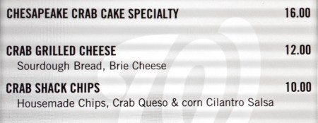 Menu: Chesapeake Crab Cake Co. - Washington Nationals Park - Stadium Food