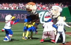 Mascots tackle Nationals Racing Presidents