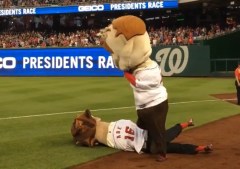 Nationals racing president Teddy Roosevelt Clobbers tackles Abe Lincoln 002