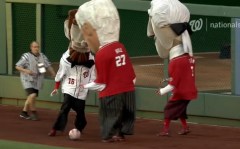 Nationals racing presidents lead Nationals Park crowd chanting USA USA