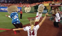 Nationals racing presidents lead Nationals Park crowd chanting USA USA