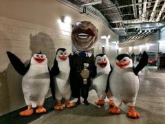 Nationals racing president Teddy Roosevelt with Madagascar Penguins