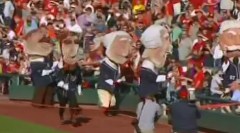 Presidents Race Abe Lincoln passes flags