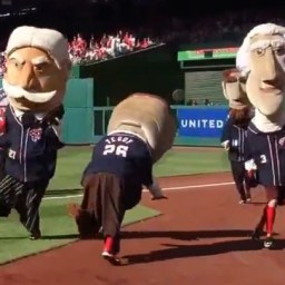 GIF: Racing president Teddy Roosevelt tries to head butt Taft but misses badly