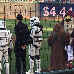 Photos and video from Star Wars day at Nationals Park, including the racing presidents epic battle vs the dark side