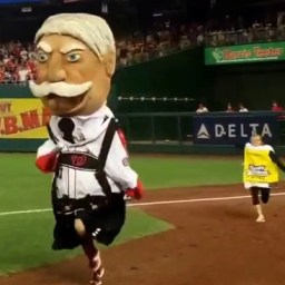 Video: Presidents race in lederhosen for Oktoberfest at Nationals Park